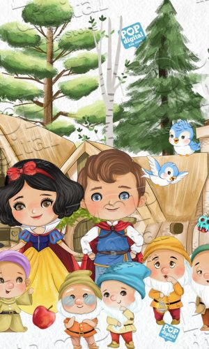 Kit Digital Branca de Neve Aquarela