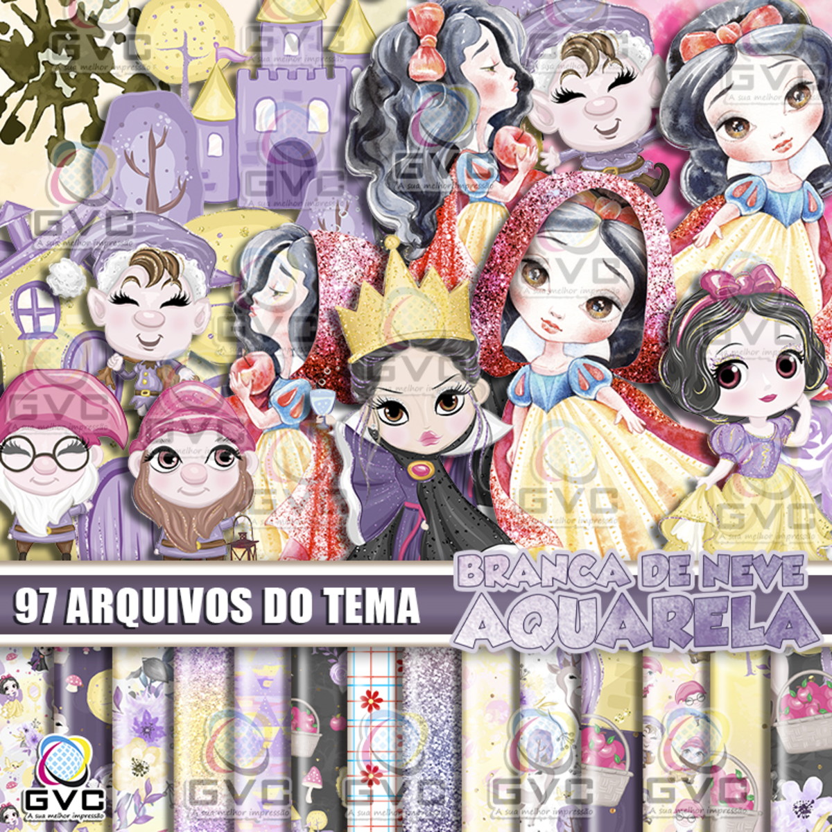 Kit Digital Branca De Neve Aquarela