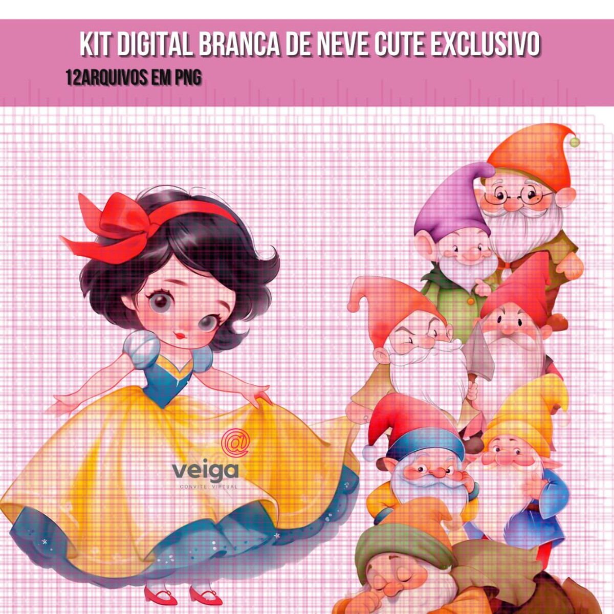 Kit Digital Branca de Neve Aquarela Exclusivo - Imagem 2