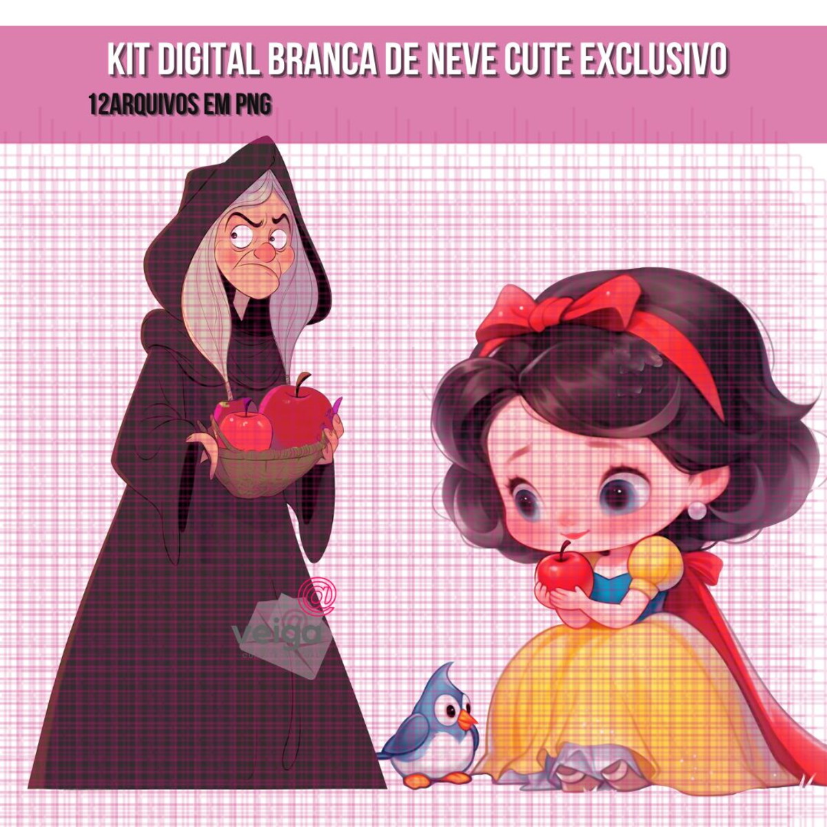 Kit Digital Branca de Neve Aquarela Exclusivo - Imagem 4