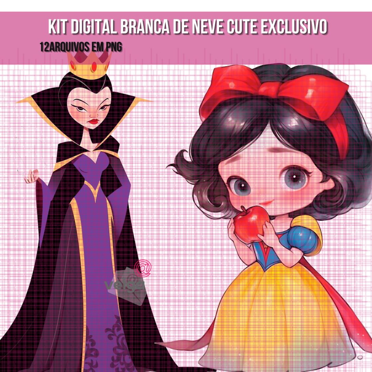 Kit Digital Branca de Neve Aquarela Exclusivo - Imagem 3