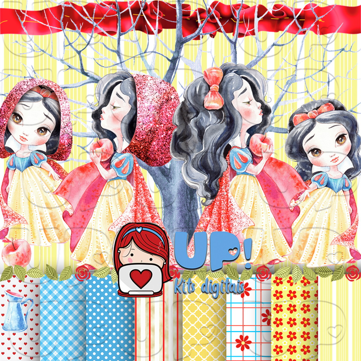 Kit Digital Branca de Neve Aquarela 3
