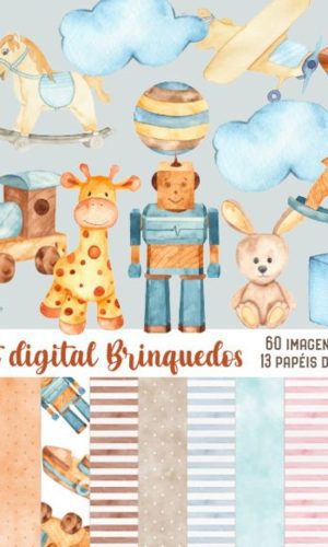 Kit Digital Brinquedos Aquarela #1116#