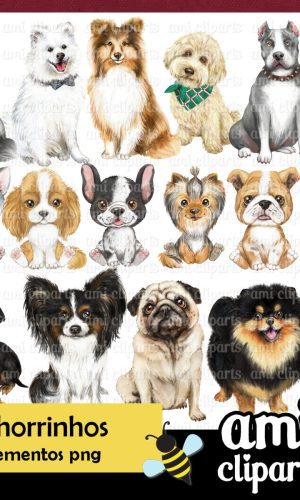 Kit Digital Cachorrinhos Aquarela
