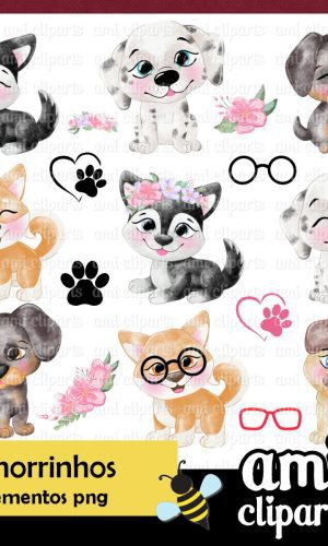 Kit Digital Cachorros Aquarela