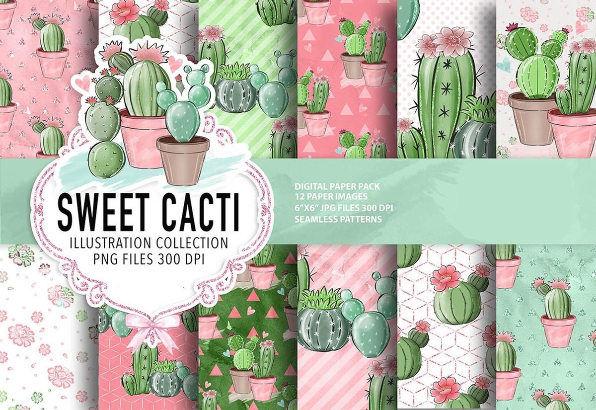 KIT DIGITAL CACTOS AQUARELA - Imagem 2