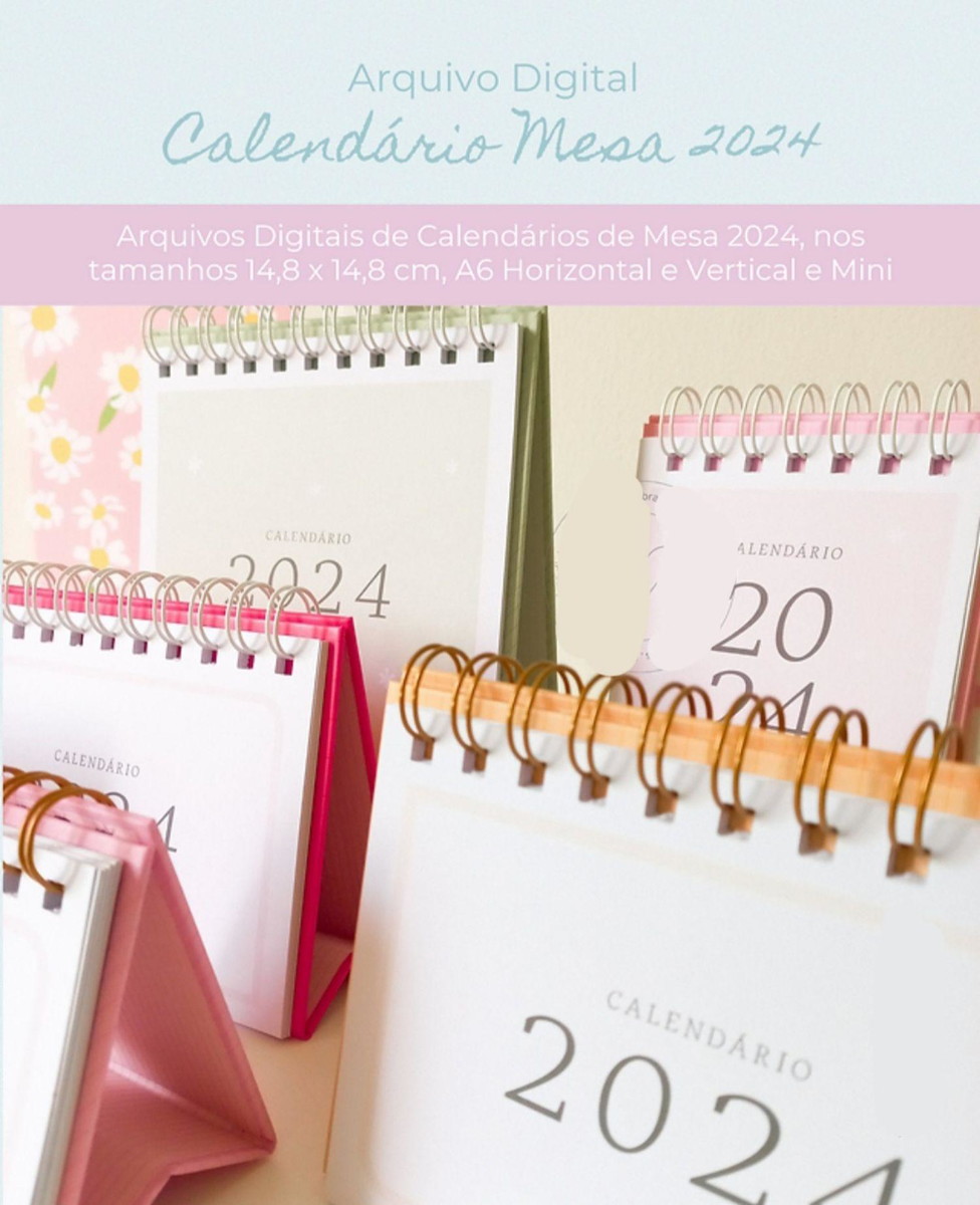Kit Digital Calendário de Mesa 2024