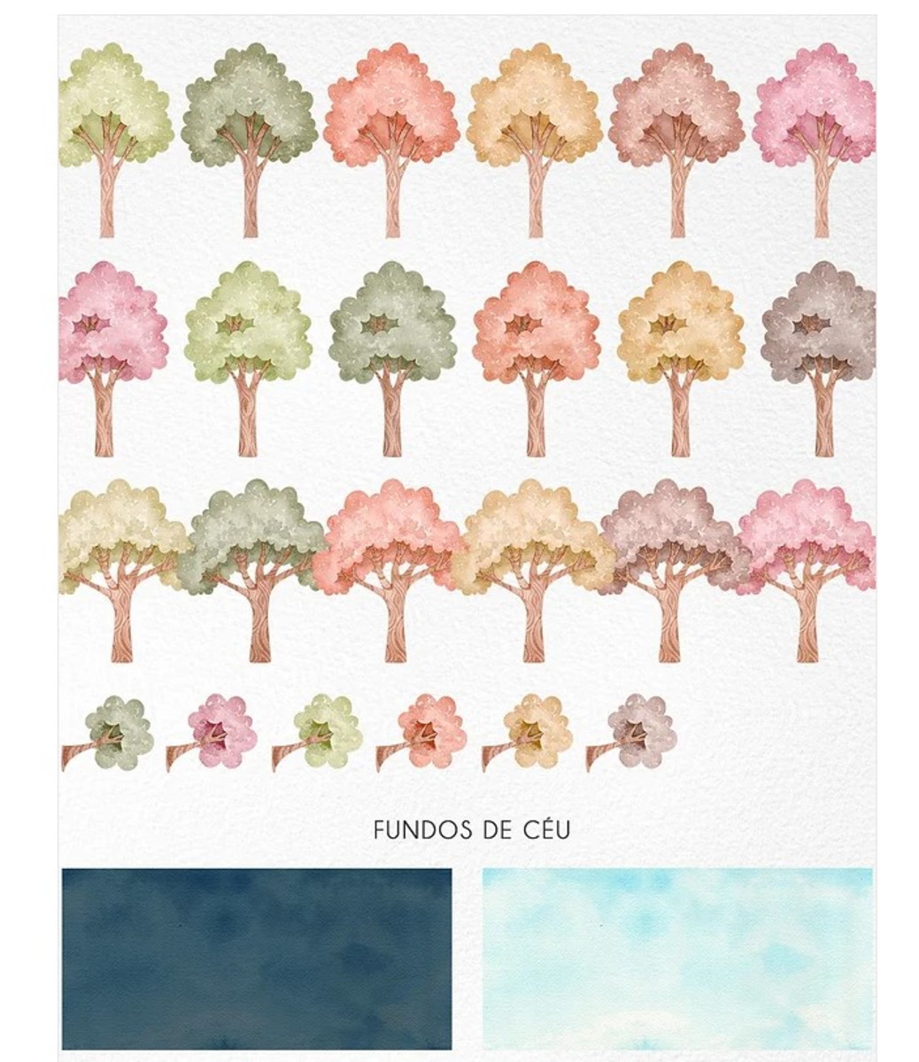 Kit Digital - Cenário Floresta Aquarela - Imagem 5