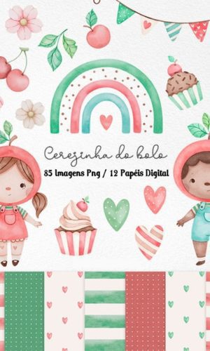 Kit Digital - Cerejinha Aquarela