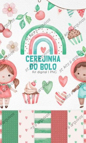 Kit Digital Cerejinha do Bolo Aquarela