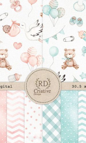 Kit Digital Chá Revelação - Aquarela (05)