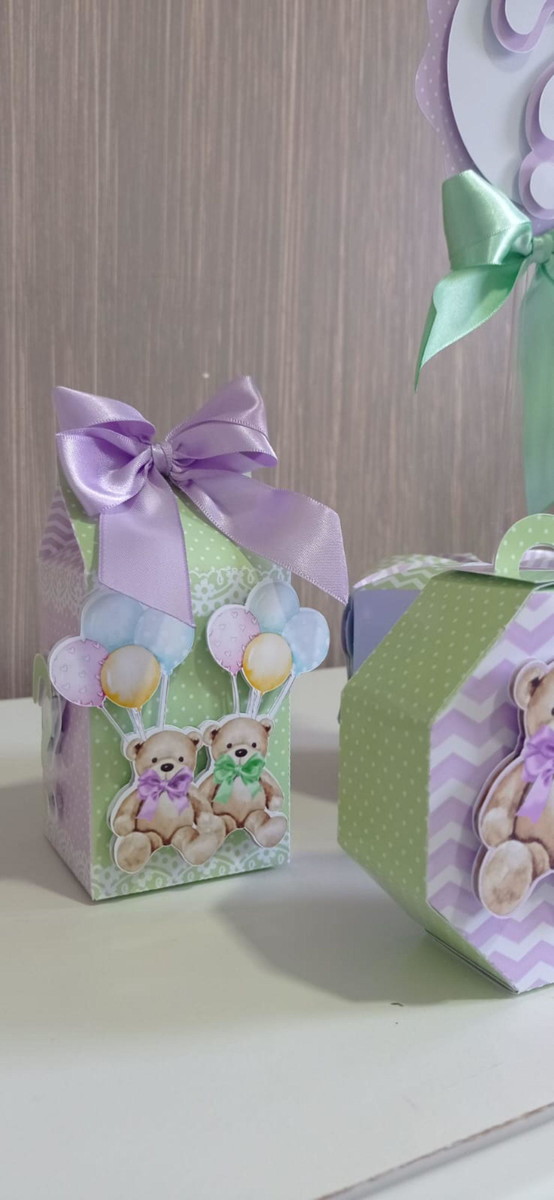 Kit Digital Chá Revelação Ursinhos Verde Lilas - Imagem 2