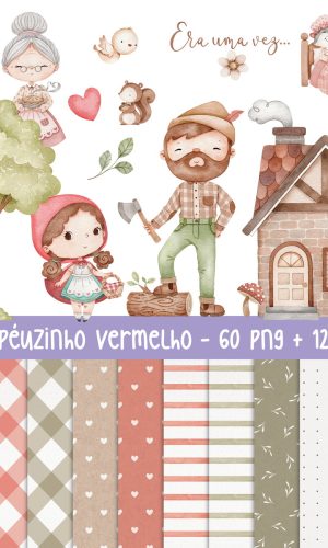 Kit Digital Chapeuzinho Vermelho Aquarela