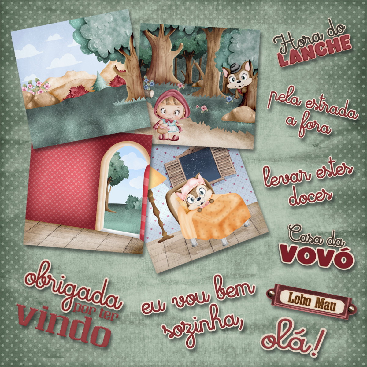 Kit Digital Chapeuzinho Vermelho Aquarela - Imagem 5