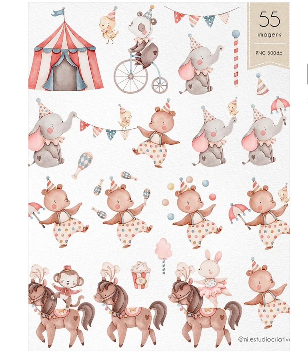 Kit Digital Circo Aquarela - Imagem 2