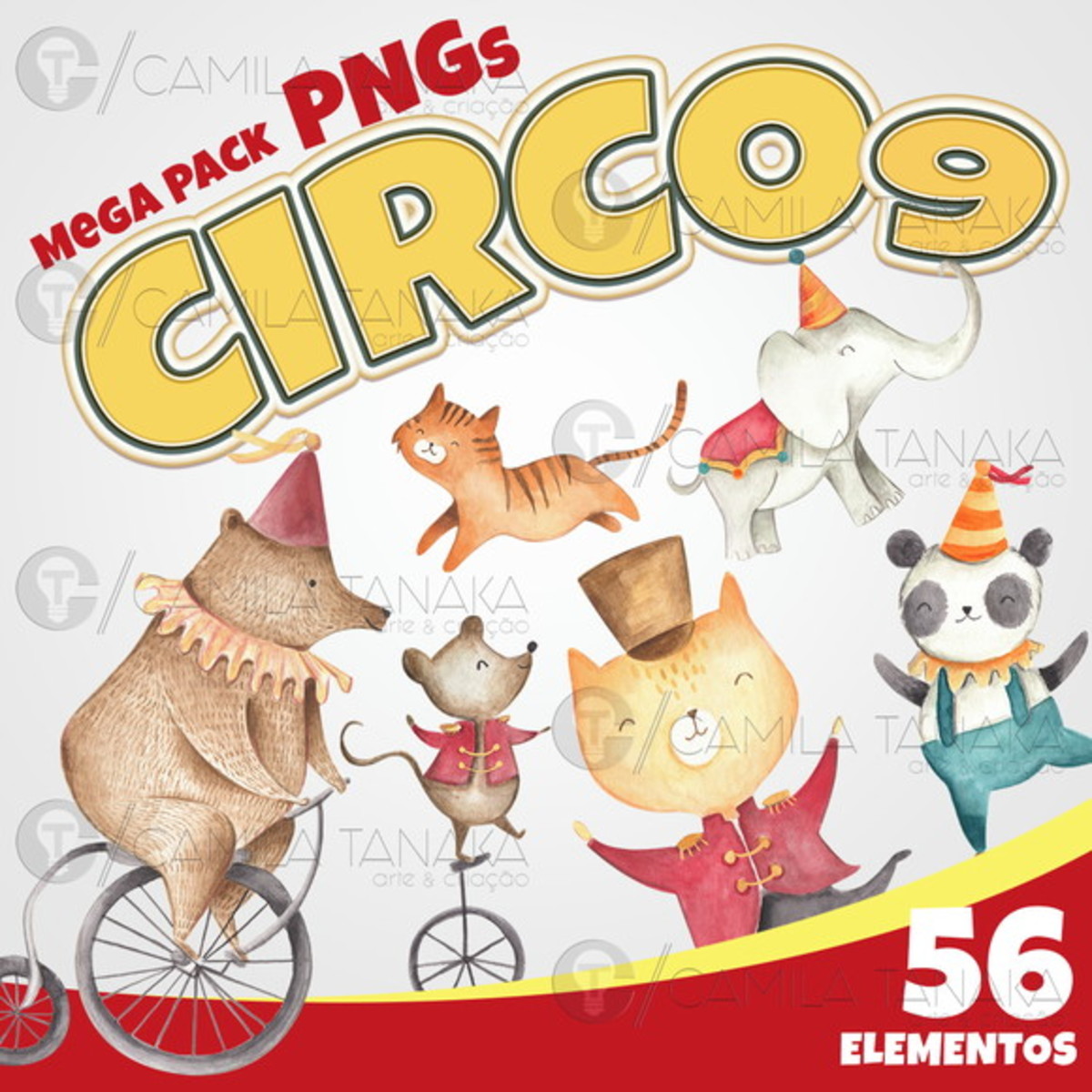 Kit Digital Circo Aquarela 9 (pague 1 Leve 3)