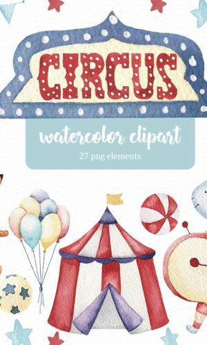 KIT DIGITAL CIRCO AQUARELA VINTAGE