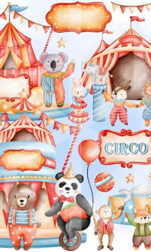 Kit Digital Circo Aquarelado #1222#