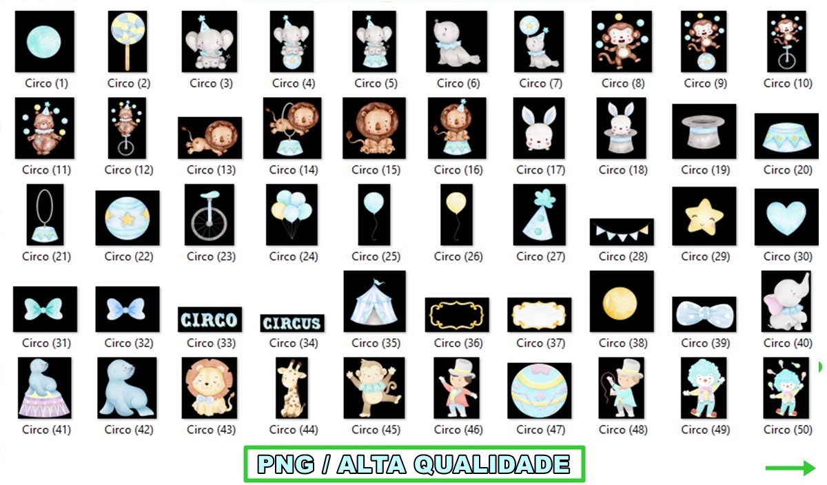 Kit Digital Circo Azul Aquarela - Imagem 2