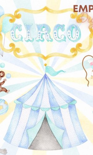 Kit Digital Circo Azul Aquarela