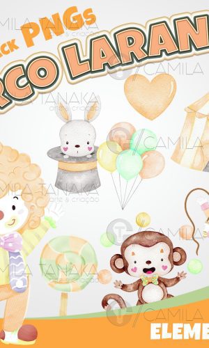 Kit Digital Circo Laranja Aquarela (pague 1 Leve 3)