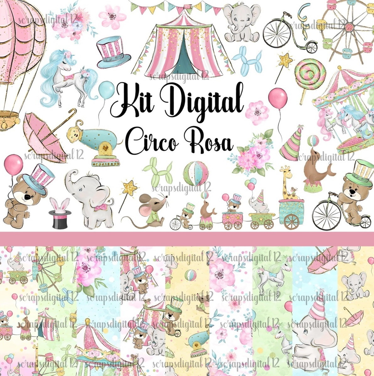 Kit Digital - Circo Rosa