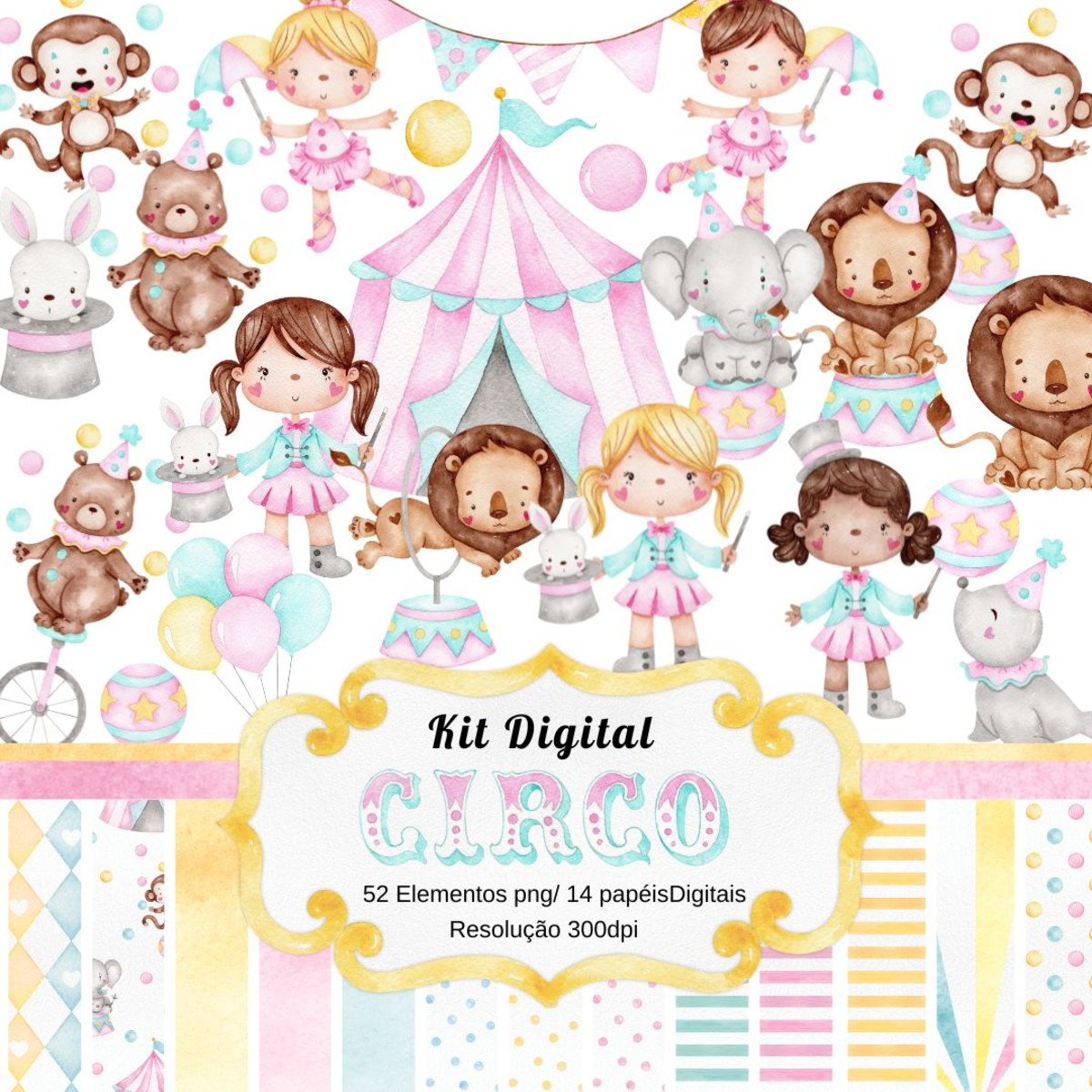 Kit Digital Circo Rosa Aquarela (22)