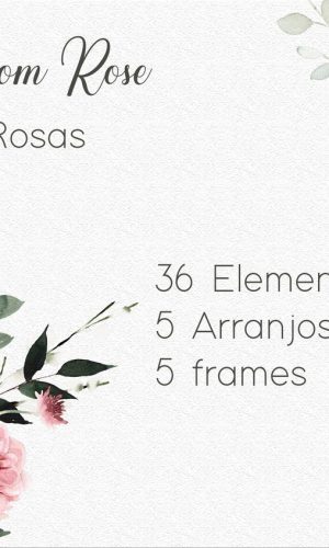 Kit Digital Clipart Floral Marsala com Rose
