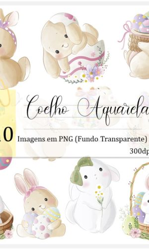 Kit Digital - Coelho da Páscoa - Aquarela