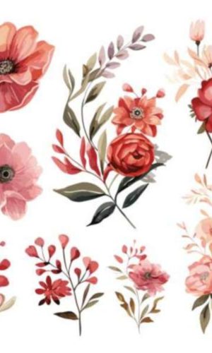 Kit Digital Coleção de Buquê de Flores em Aquarela