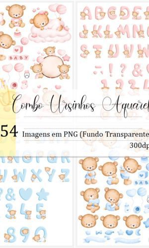 Kit Digital - Combo Ursinhos Aquarela (4 Kit's)
