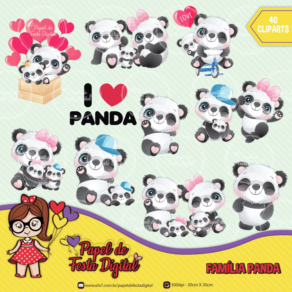 Kit Digital Completo Família Panda - Imagem 2