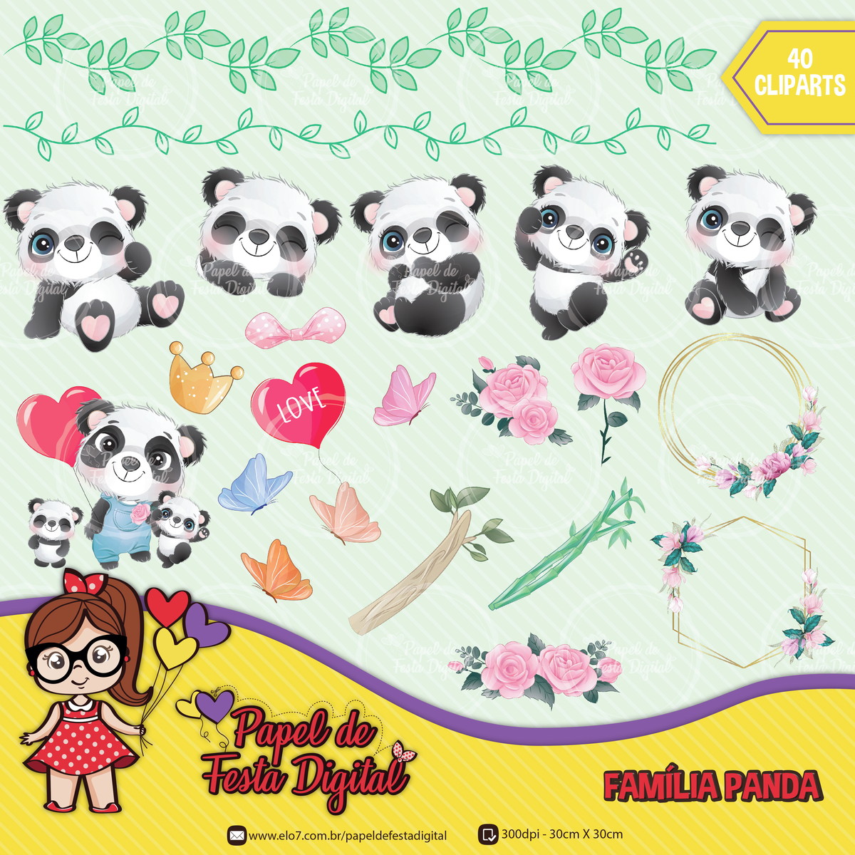 Kit Digital Completo Família Panda - Imagem 3