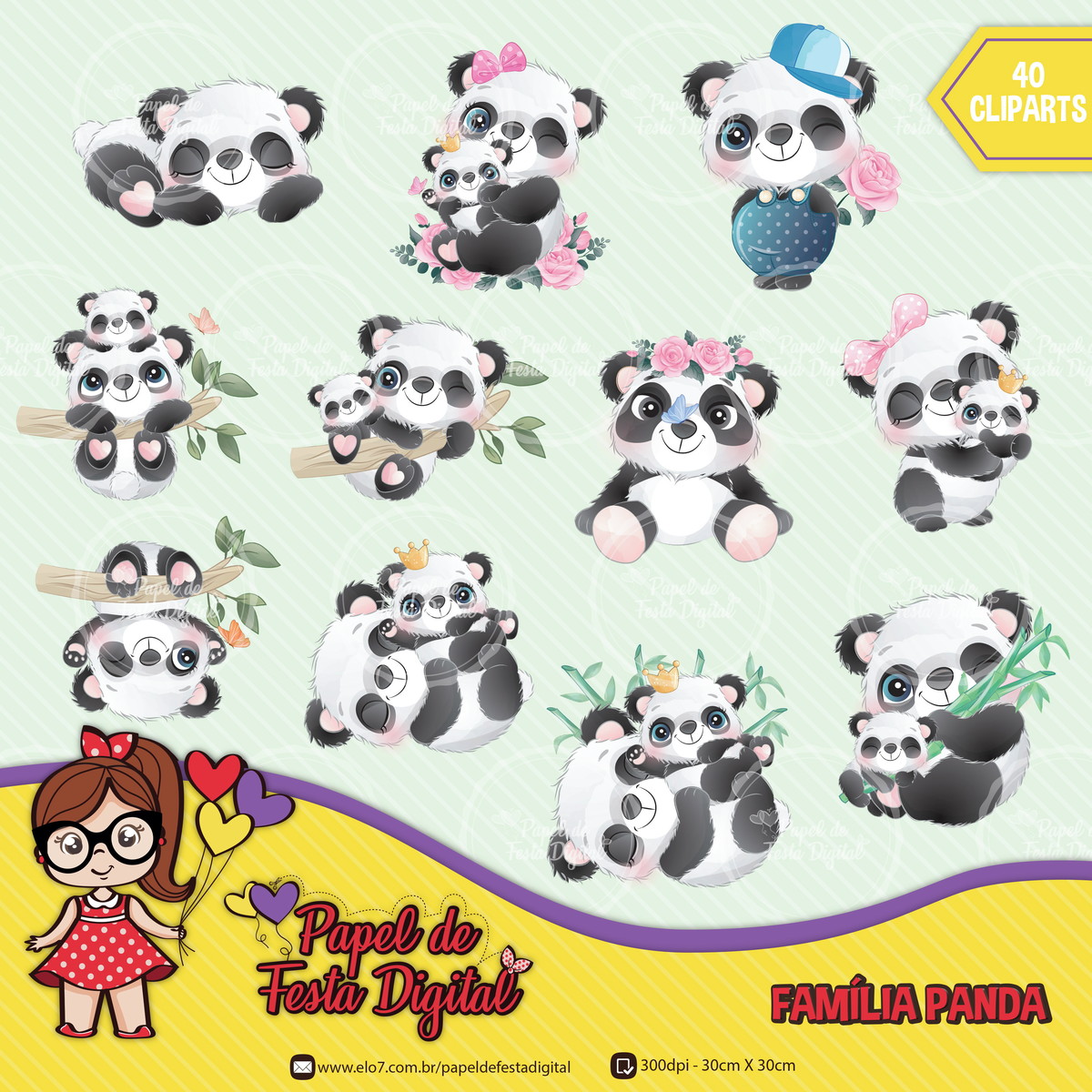 Kit Digital Completo Família Panda