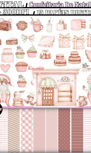 Kit Digital Confeitaria do Natal Aquarela