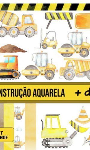 Kit Digital Construção Aquarela +3 Kits de Imagens de Brinde