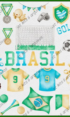 Kit Digital Copa do Mundo em Aquarela • Brasil