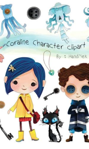 Kit digital Coraline aquarelado