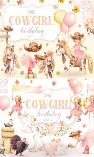 KIT DIGITAL COWGIRL AQUARELA 1 E 2