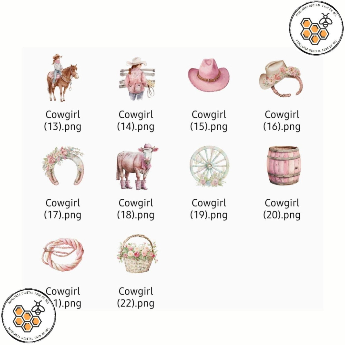 Kit Digital Cowgirl Boiadeira Pink Aquarela - Imagem 2