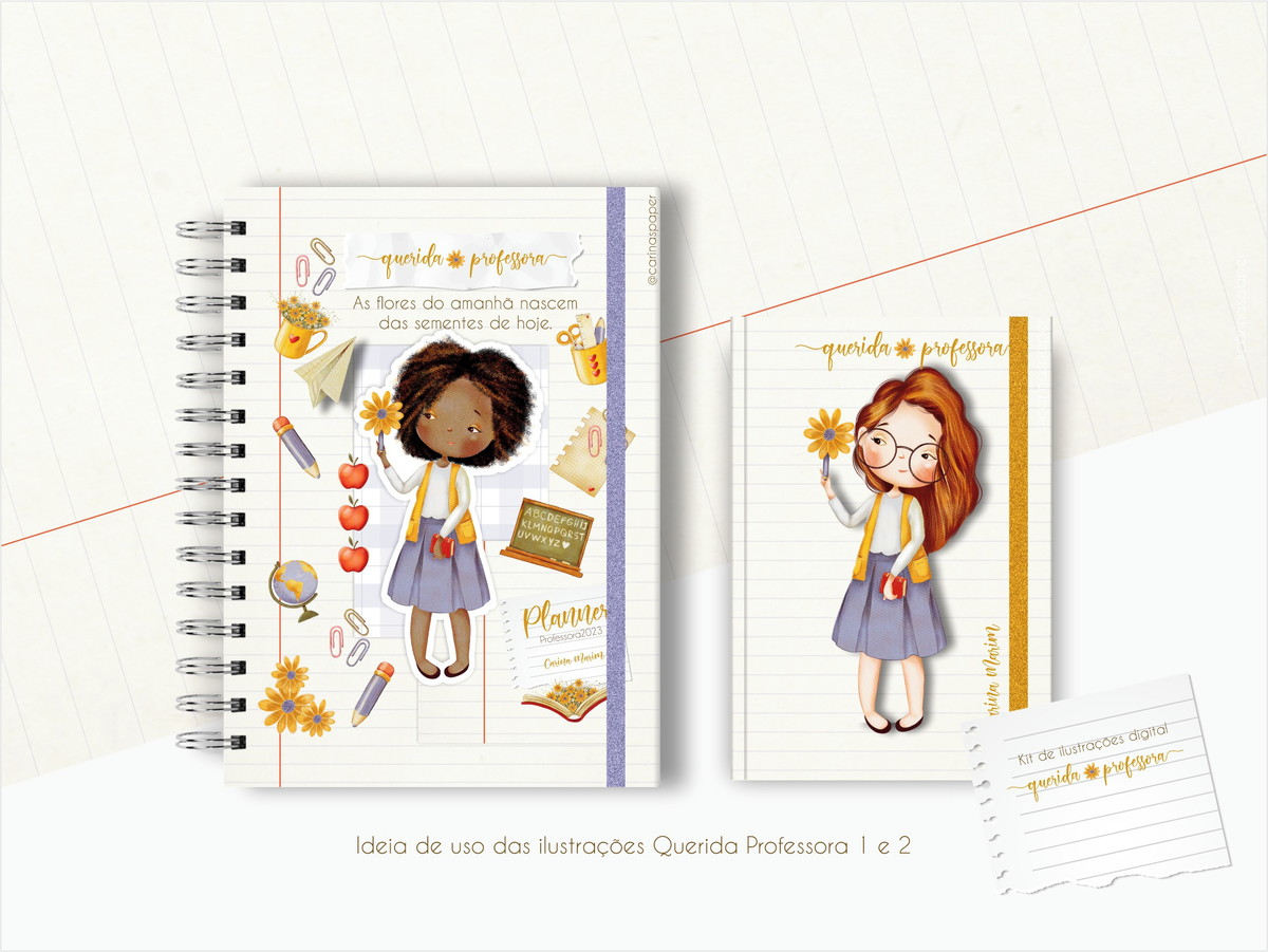 Kit Digital De Ilustrações: Querida Professora 1 (brancas) - Imagem 4