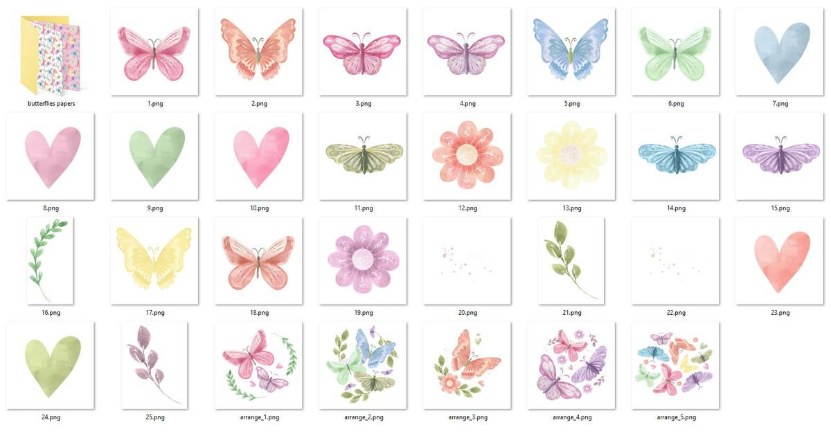 Kit Digital Borboleta Aquarela - Imagem 2