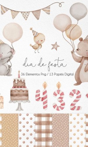 Kit Digital - Dia de Festa Aquarela