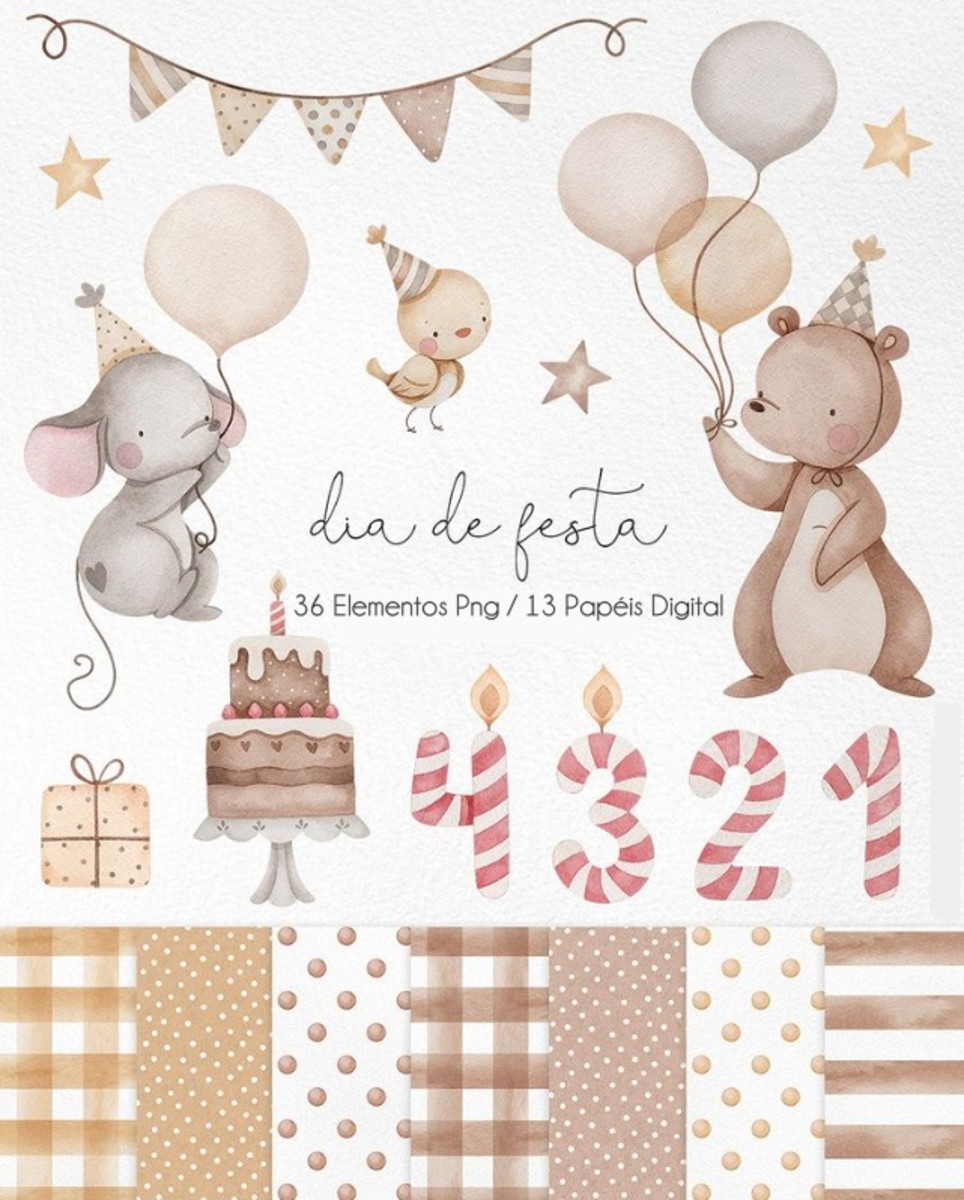 Kit Digital - Dia de Festa Aquarela