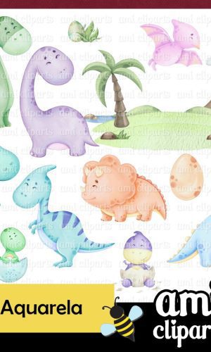 Kit Digital Dino Aquarela