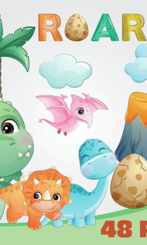 Kit Digital Dinos Aquarelado 1020