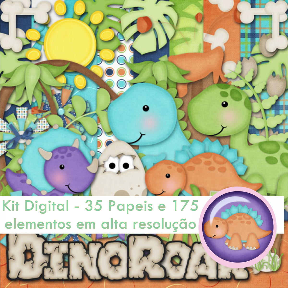 Kit Digital Dinossauro Baby
