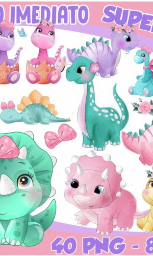 Kit Digital Dinossauro Menina