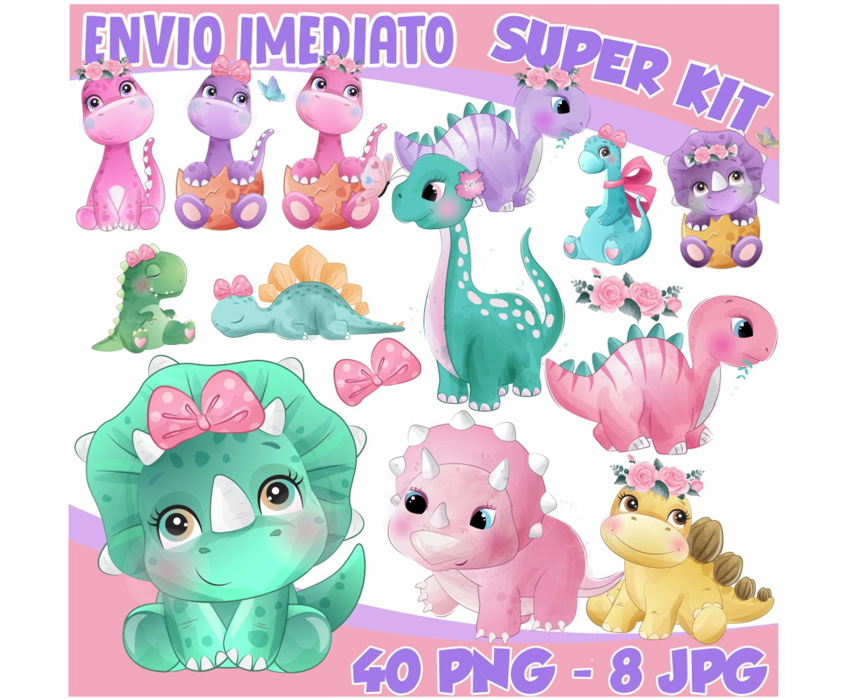 Kit Digital Dinossauro Menina