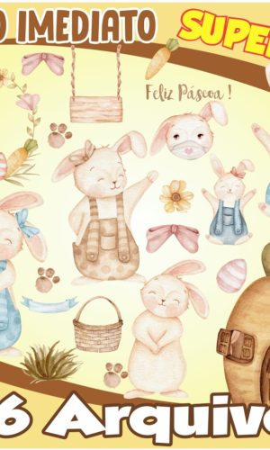 Kit Digital Doce Páscoa Aquarela 116 Arquivos